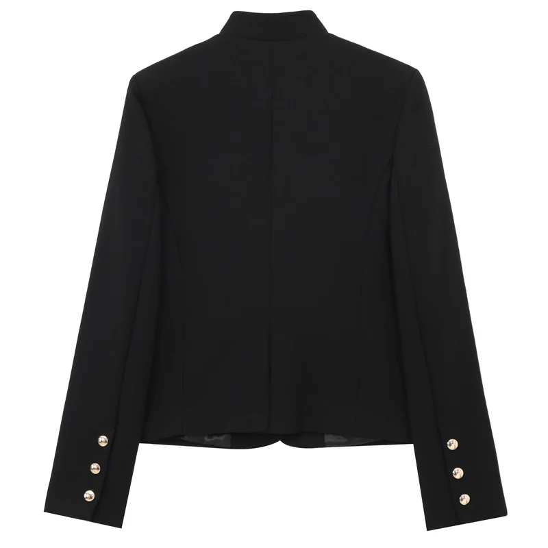 TRAF Women's Blazer Office Wear Women Black Outerwears Woman 2025 Solid O-Neck Long Sleeve Top Women High Quality Women's Blazer