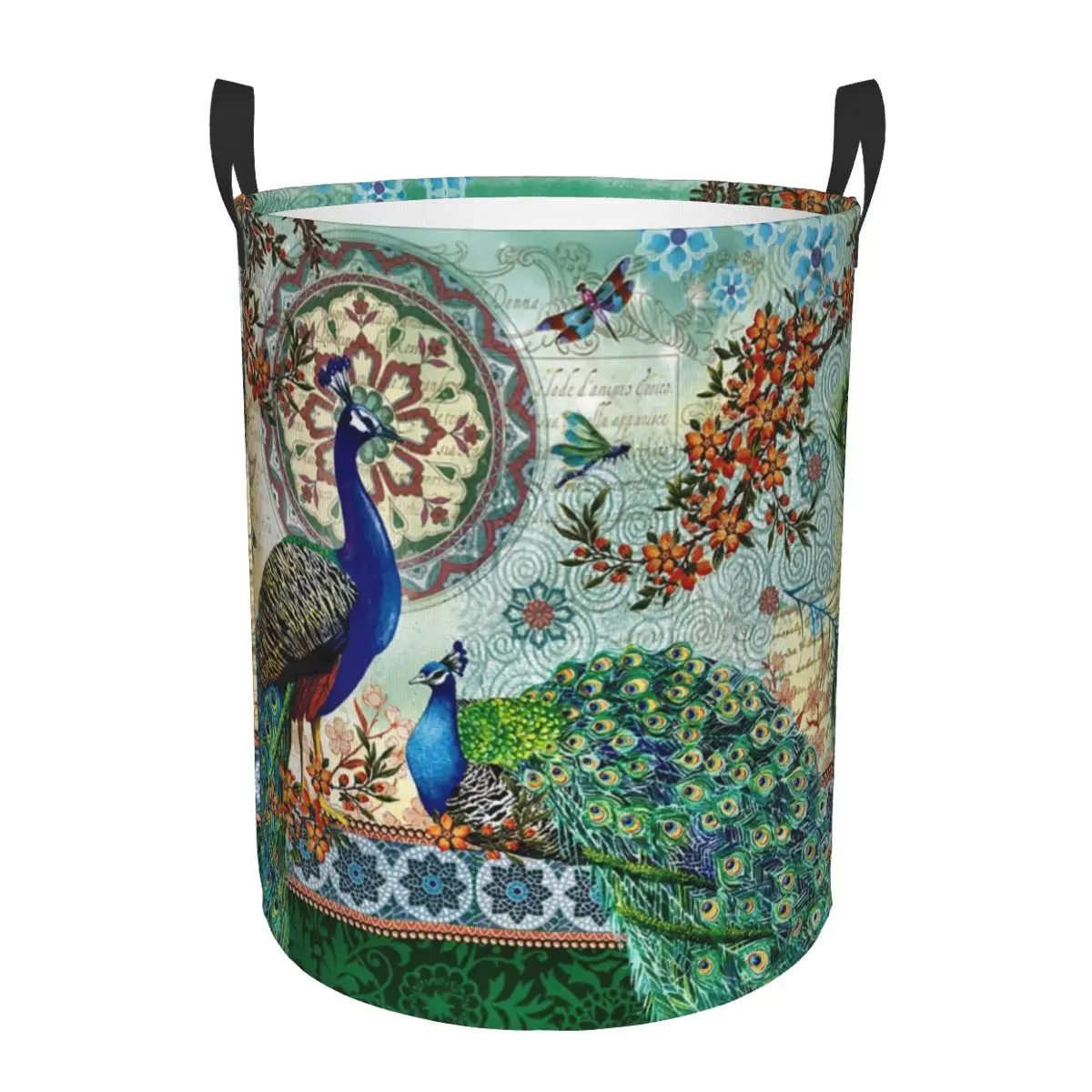 

Peacock Laundry Hamper Large Clothes Storage Basket Feather Animal Cute And Beautiful Toy Bin Organizer for Boy Girl