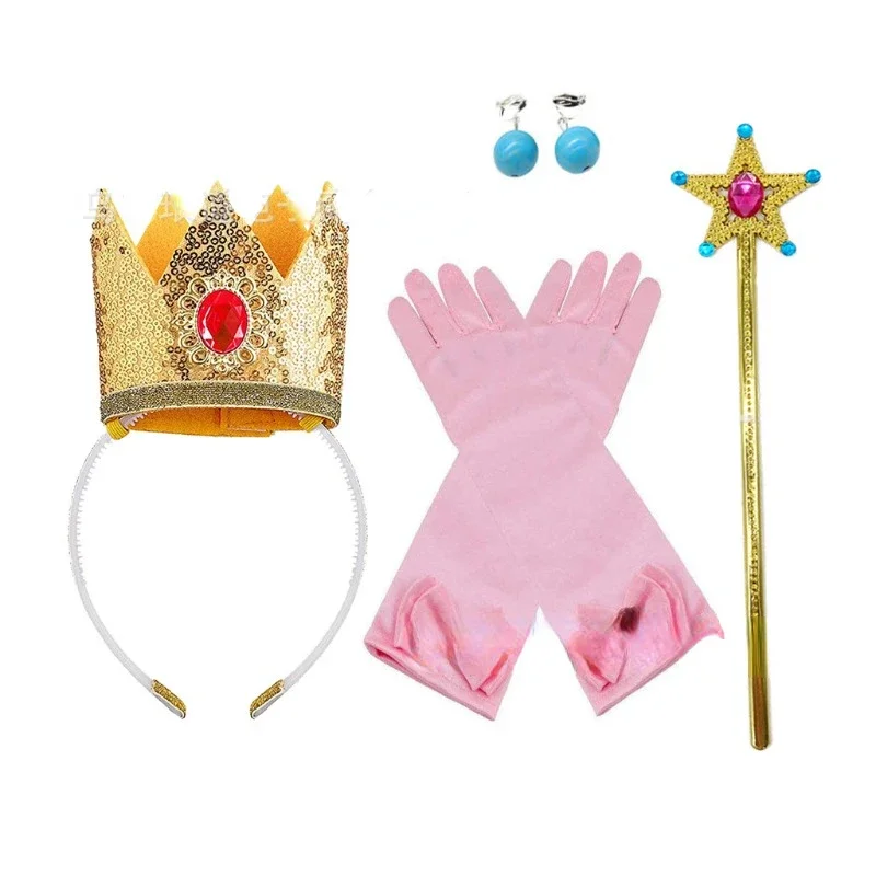 2024 Girls Cartoon Princess Crown Cosplay Pentagram Magic Stick Earring Set Anime Girl Dress Up Halloween Christmas Gift