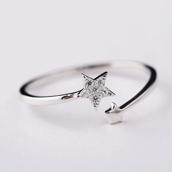 Bagues ouvertes en argent Sterling 925 et zircon pour femmes, bijoux anti-allergie à la mode