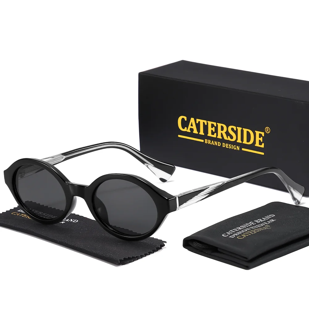 CATERSIDE Retro Damen-Sonnenbrille mit ovalen Gläsern und hochwertigen, dicken Rahmen, Herren-Brille für Outdoor-Fahrten, modische Street-Style-Brille, UV40 – Detail 6