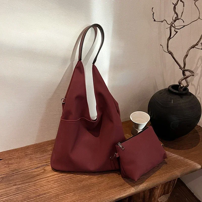 

Retro Casual Underarm Bag for Women 2024 New Fashionable Frosted Bucket Bag Korean Version Large Capacity Tote Bag Bolsa De Tote