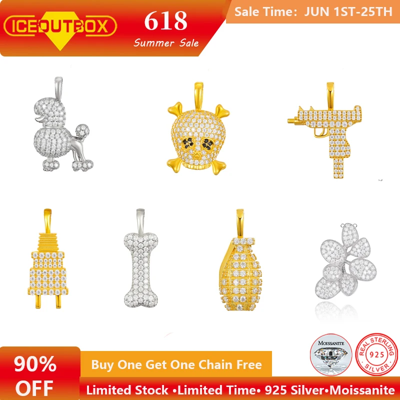 Productos de liquidación de venta de verano 618, collar con colgante de plata de ley 100% D VVS1, colgante de moissanita, joyería con probador de diamantes