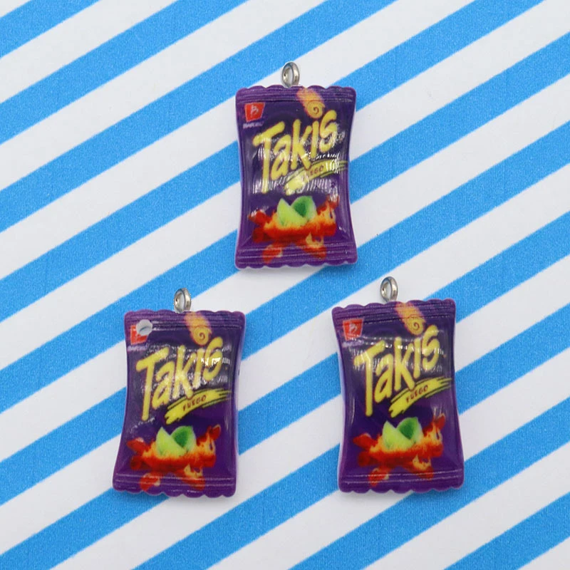 10Pcs Mini Kawaii Simulated Snack Bag Resin Charms for Earrings Keychain Pendants AccessoryMaking DIY Crafts Jewelry Making