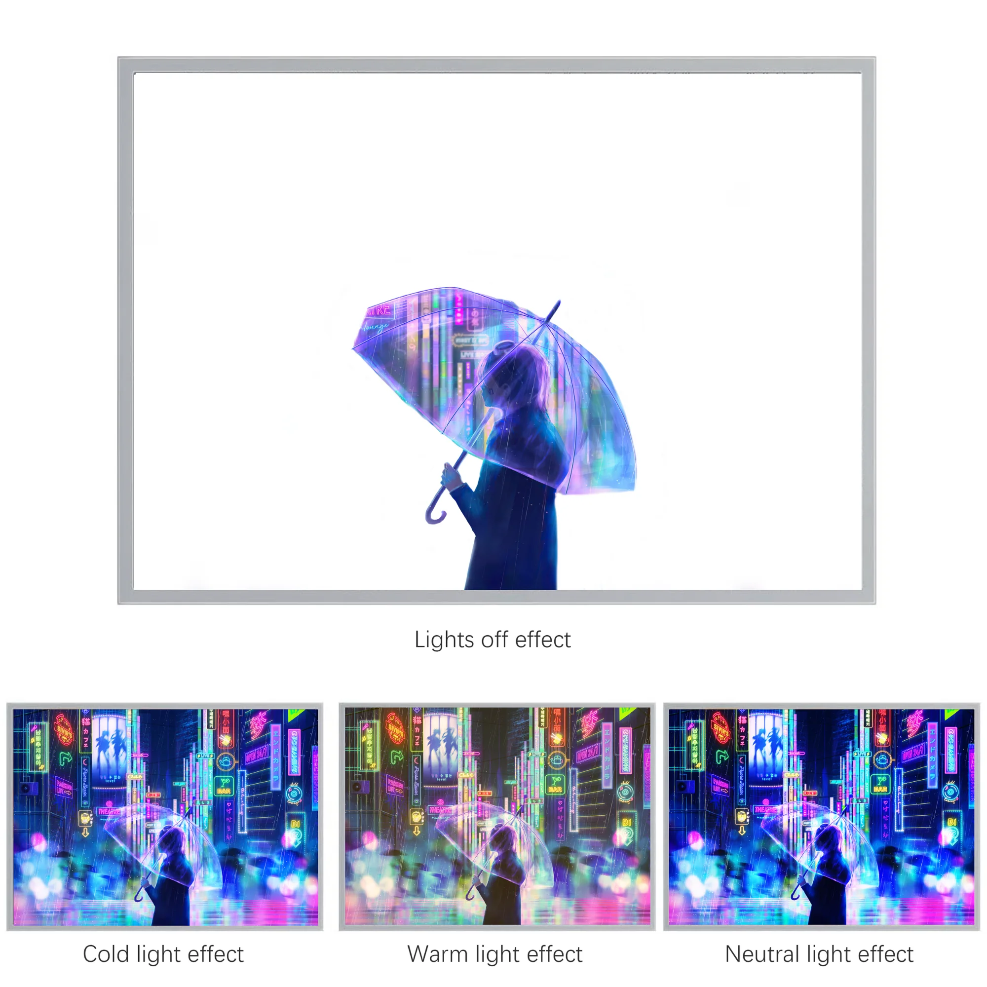 Peinture de néons LED Anime pour filles, photos HD, lunette étroite simple, prise de procureur, gradation, décoration d'intérieur unique, cadeaux, lampe d'humeur