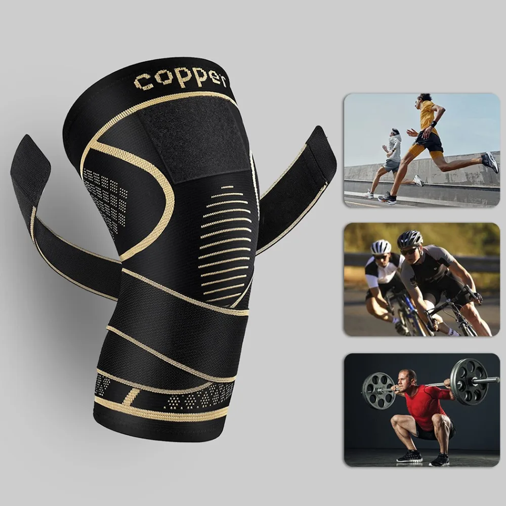 Copper Infused Knee Brace  Sports Circular Compression Support  Basketball Cycling Hiking  Breathable Joint Protection
