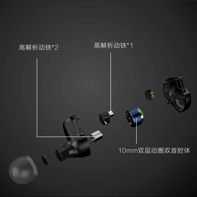 BQEYZ BQ3 Ten Unit Coil Iron in Ear Headphones CNC Metal Casing Replaceable Bluetooth Cable HiFi Sports Music Earphones