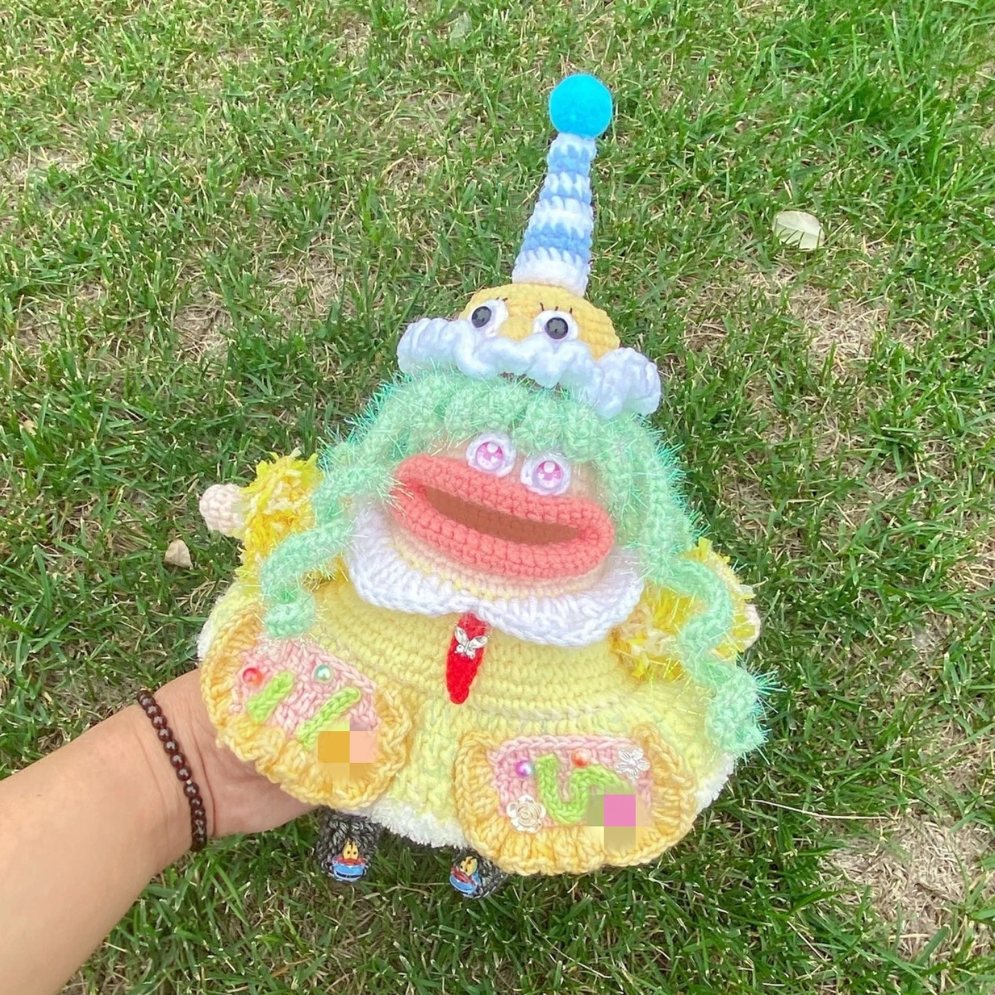 

0083 Handmade Funny Big Mouth Woven Keychain Cute Ugly Cute Cartoon Character DIY Key Holder Unique Gift for Friends Family