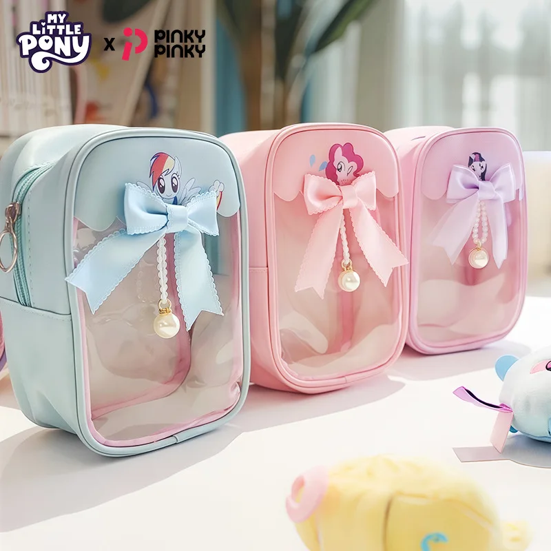 Kawaii meu pequeno pônei pinkie torta dos desenhos animados portátil crossbody saco de cosméticos nova boneca saco de armazenamento transparente presente de natal