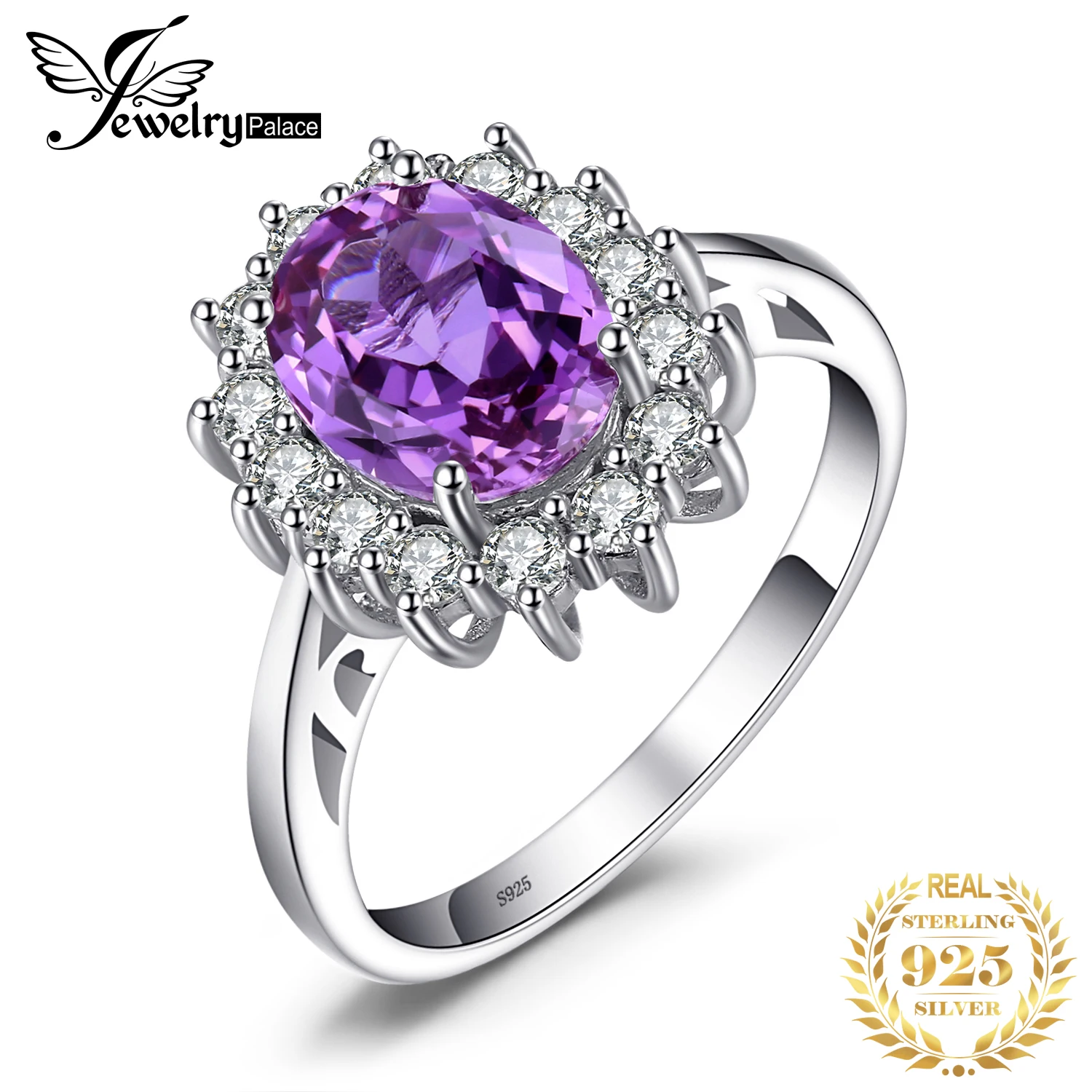 

Jewelrypalace Princess Diana 2.6ct Created Alexandrite Sapphire 925 Sterling Silver Engagement Ring for Women Gemstone Jewelry