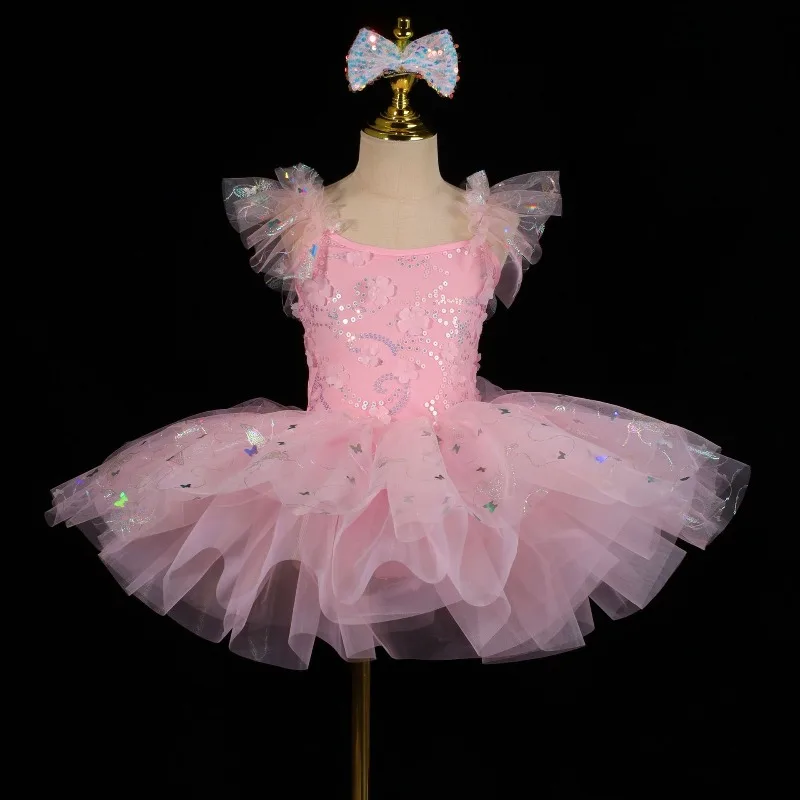 子供用プリンセスドレス、幼稚園のダンスと歩行ショー、ふわふわの女の子のバレエダンスパフォーマンスコスチューム