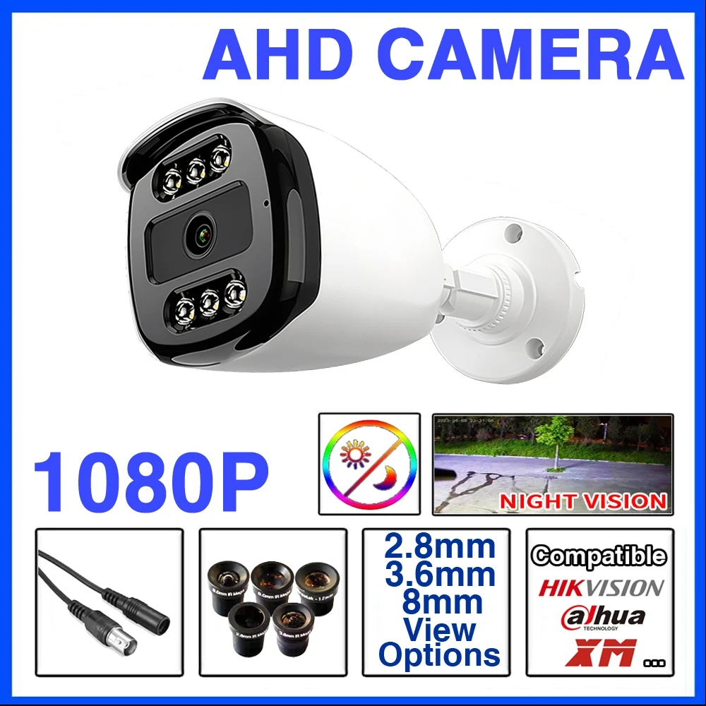 Auto Luminous Led Ultimate Night Vision CCTV 1080P Full Color AHD Camera HD Security Outdoor Waterproof for 24/7 Protection