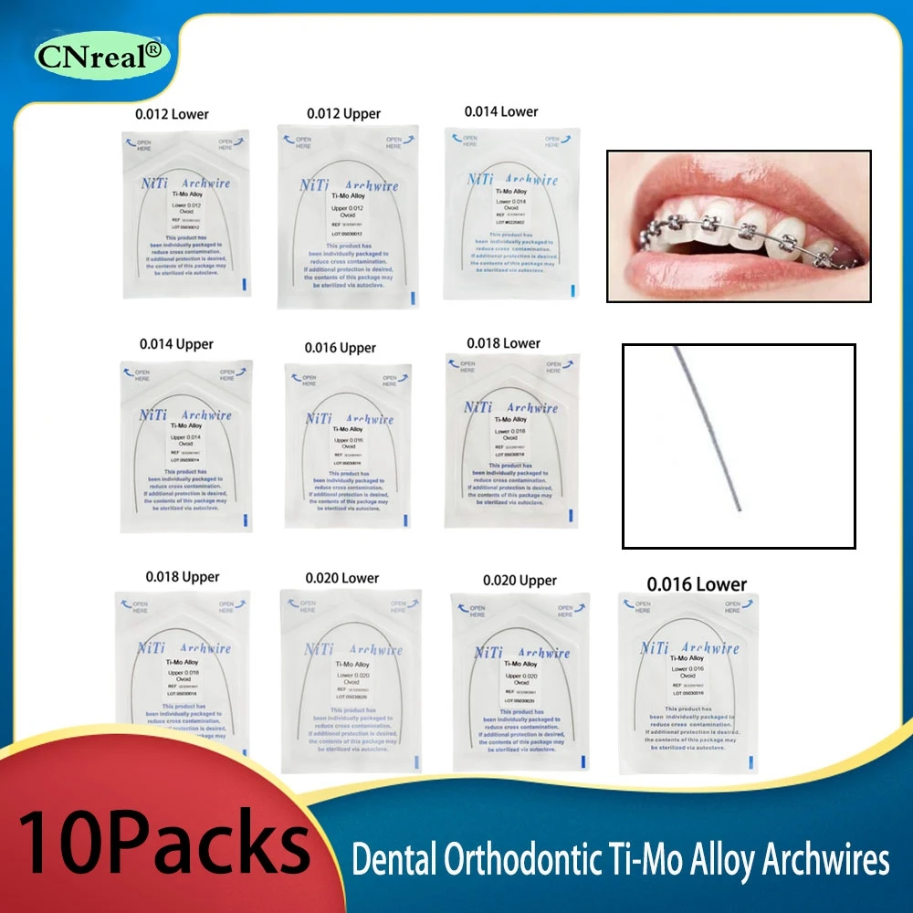 

10Packs Dental Orthodontic Ti-Mo Alloy Archwires Round Wires Ovoid Form For Braces Brackets Dentistry Materials Products Dentist