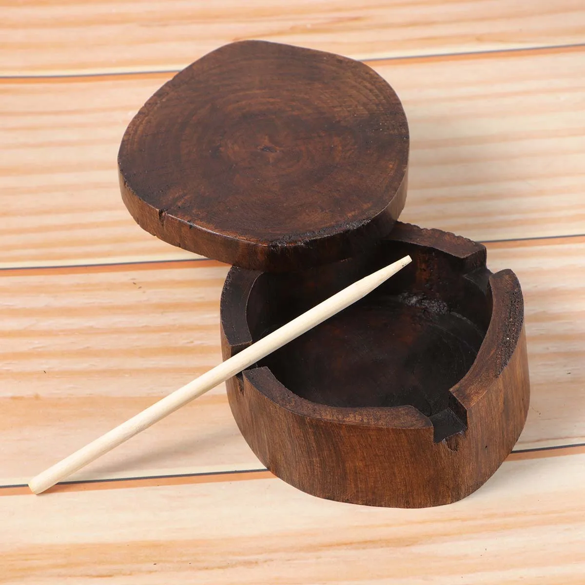 4 بوصة الخشب منفضة سجائر زخرفة منفضة سجائر الإبداعية حامل سيجار للمنزل بار مقهى فندق ديكور خمر زخرفة التدخين #2