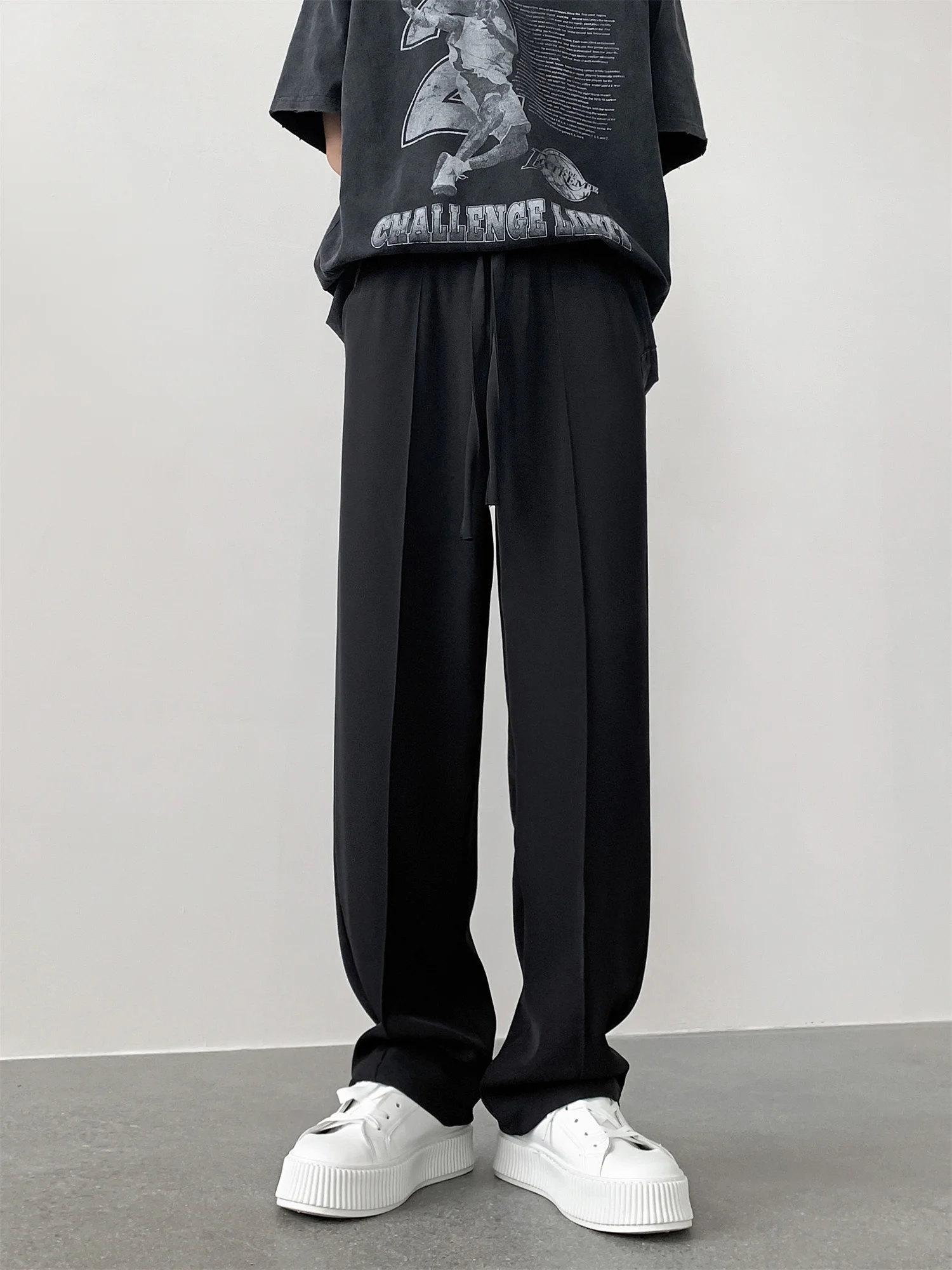 

Мужские летние брюки Bla из ледяного шелка, широкие, прямые, свободные, тонкие, модные, молодежные, в пол