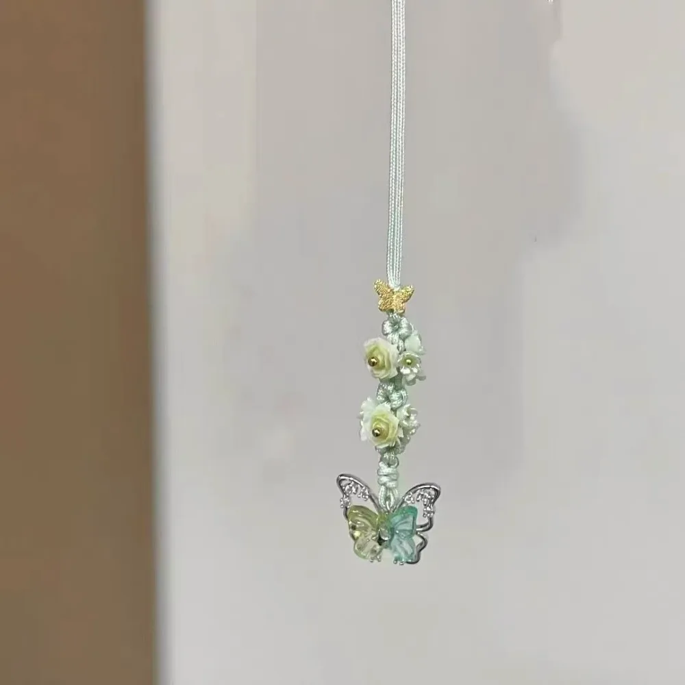 Nuovo stile cinese farfalla cinghie per cellulare fiore in rilievo fascino del telefono estetica fatta a mano cordino per telefono in cristallo regali pendenti