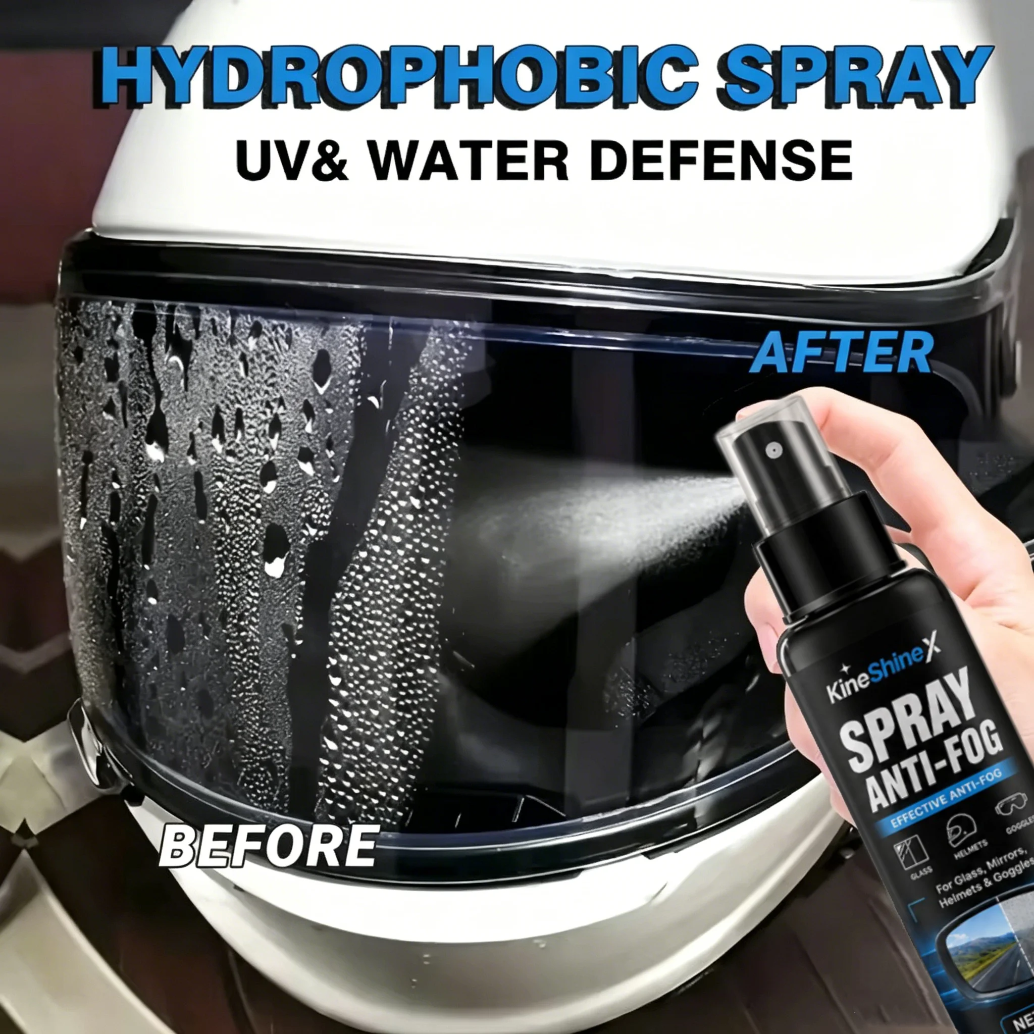 Motorcycle Helmet Anti-Fog Spray, Effectively Prevents Fogging, Enhances Visibility with Durable Nano Coating, Suitable for All