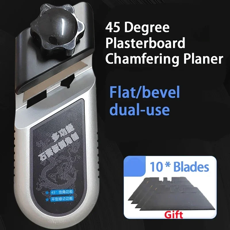 45 Degree Plasterboard Chamfering Planer With 10 Blades Slant Edge Trimming Planer Hand Planes Woodworking Deburring Tools