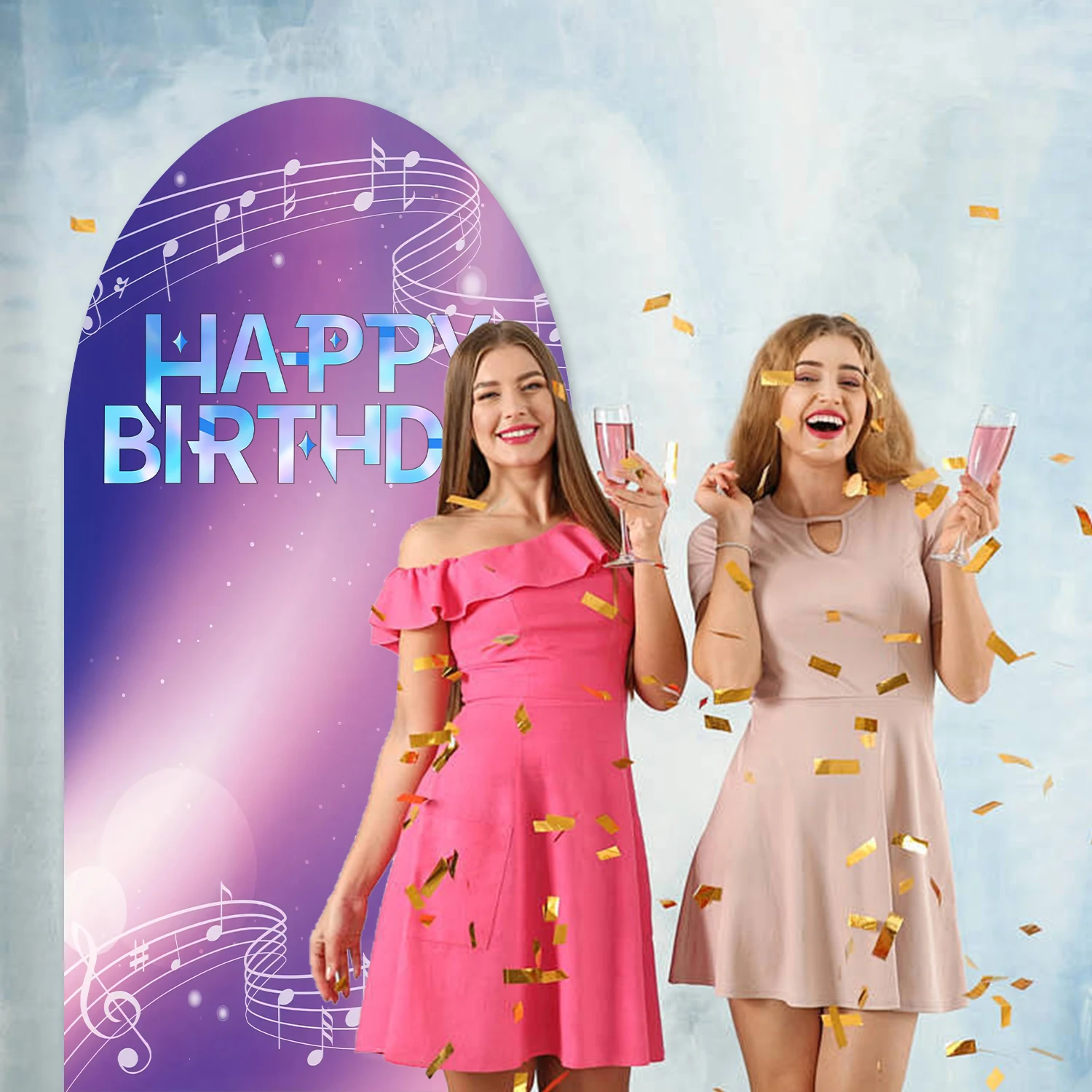 1 Stück K-Pop Geburtstags-Themen-Hintergrund-Bogen-Abdeckung, Happy Birthday Mädchen Geburtstagsparty-Hintergrund, Fotografie-Dekoration, Fotostudio – Detail 4