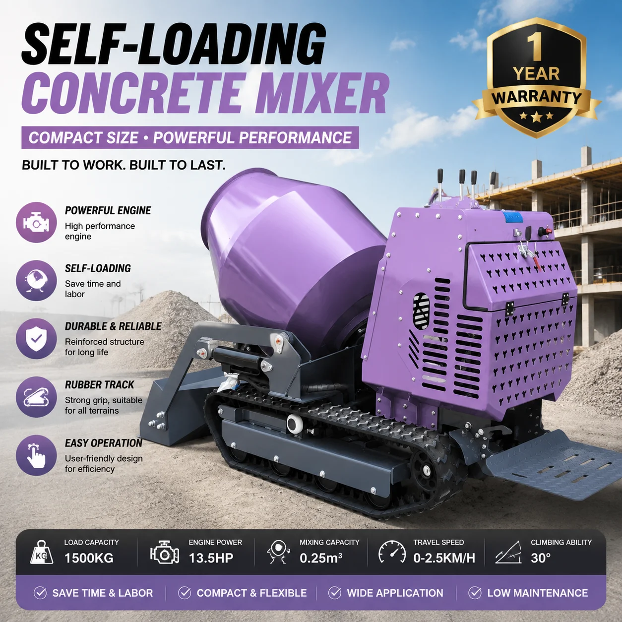 Mini Crawler Dumper Hydraulic Power Carrier with Dumping Bucket for Construction Farm Use