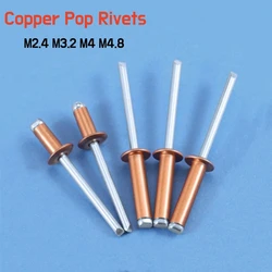 10~50pcs M2.4 M3.2 M4 M4.8 Copper Dome Head Open Type Core Pulling Rivets Pop Self Plugging Pull Type Blind Rivet