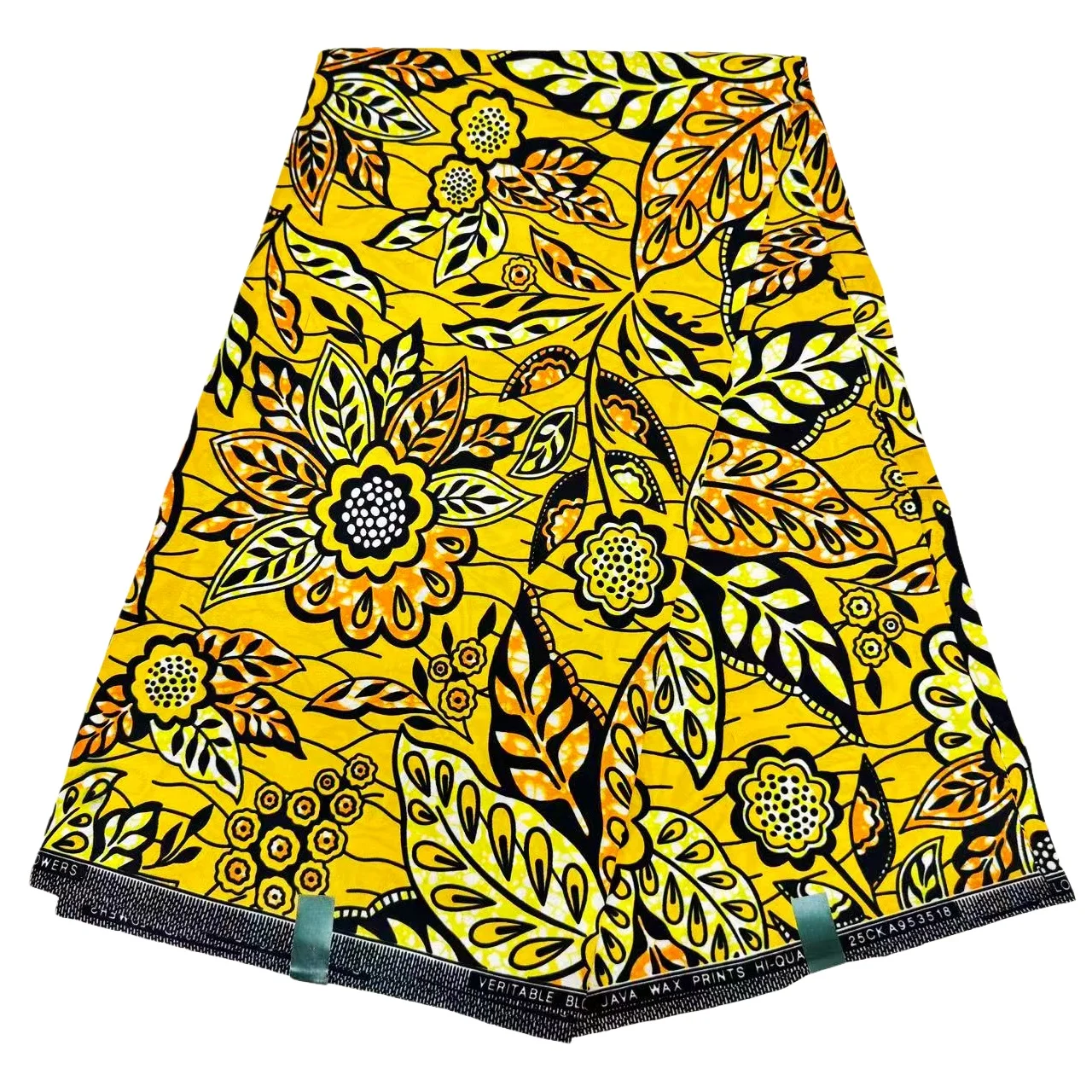 

6-ярдовая желтая ткань в африканском стиле из ангоры с цветочным принтом, подходит для шитья, поделок и проектов DIY.