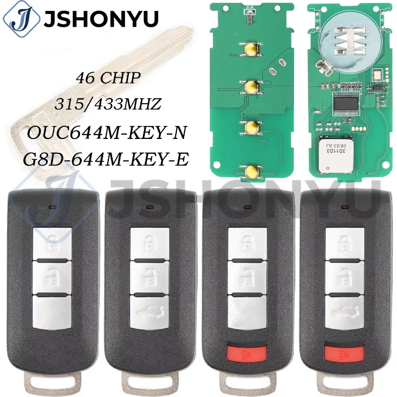 

JsHonYu OUC644M-KEY-N ID46 PCF7952 Chip 315MHz 434MHz Smart Remote Key for Mitsubishi Lancer Outlander 2 3 4 Button