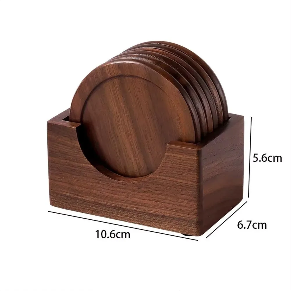 

6pcs/set New Solid Walnut Wood Round Coaster Blank Wood Beech Cup Mat Heat Resistant Tea Coffee Cup Pad Placemats