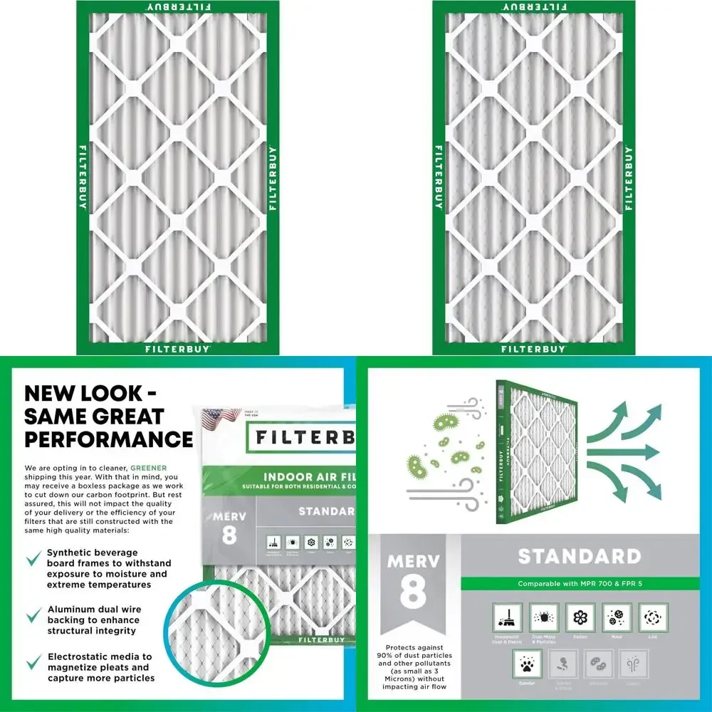 

3-Pack MERV 8 Pleated Air Filters for Dust & Allergy Relief - HVAC AC Furnace Replacement (Actual Size: 15.69 x 29.69 x 1.75)
