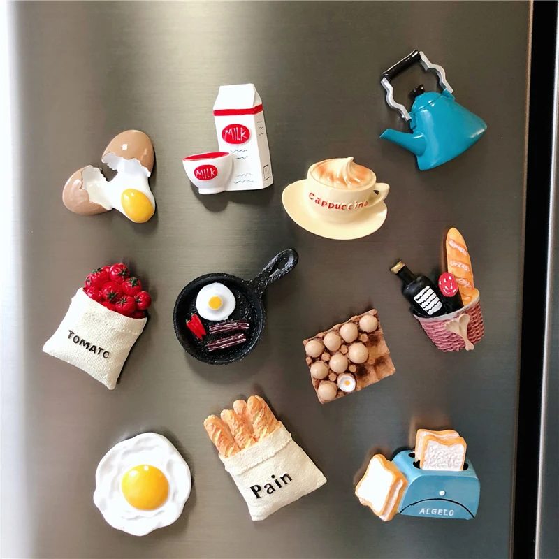 

Creative 3D three-dimensional refrigerator sticker, magnet ins food play, magnetic cute decorative magnet, afternoon tea magnet