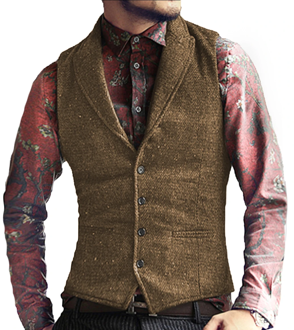 Мужской жилет из твида с узоро – обзор и цена Formal Vest Waistcoat