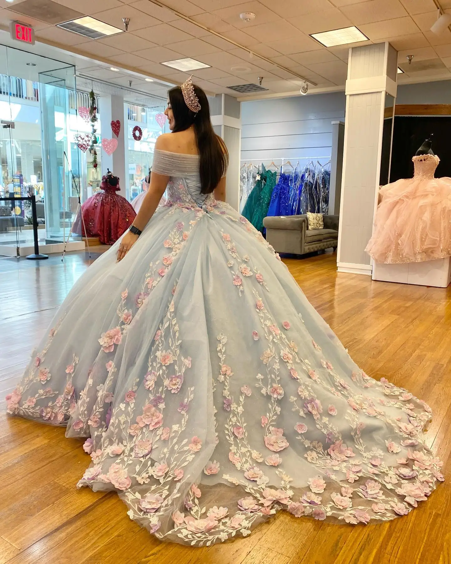 3D Florals vestidos de 15 años 2022 Off-Shoulder Puffy Ballgown Quinceanera Sweet 16 Dress Prom Quince Gown Hand-Made Flowers