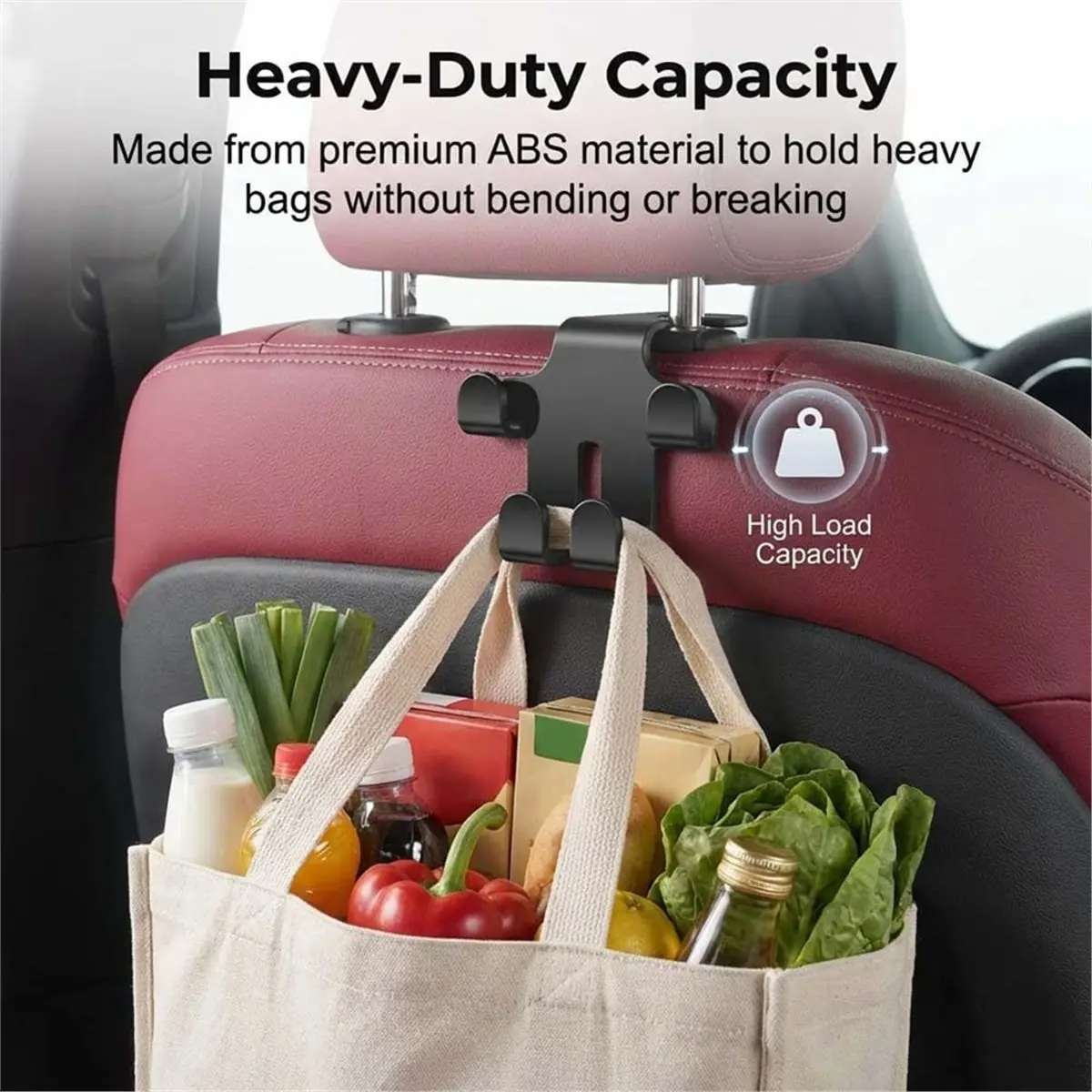 Car Seat Headrest Hook, Two Hook Seat Back Headrest Hanger, for Purses, Bags, Coats, Umbrellas, Black (6Pcs)