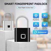 Portable Digit Box Padlock Fingerprint Padlock Waterproof Keyless Security Lock Anti-theft USB Smart Rchargeable for Travel