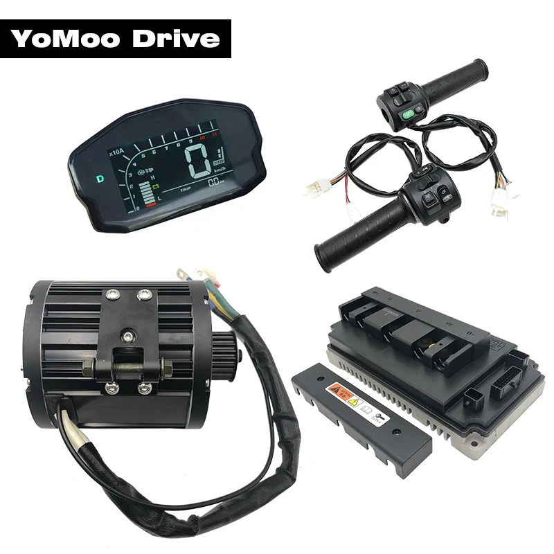 

QS138 4000W Peak 13KW 90H 72V 100kmh Mid Drive PMSM Hall version Motor with VOTOL EM150 Controller, DKD Display, T08 Throttle