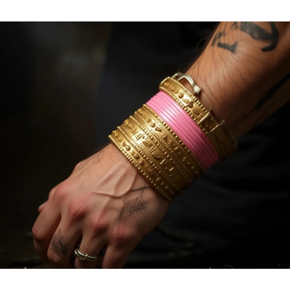 

Яркий набор из 24 больших золотистых браслетов для женщин в стиле Болливуд