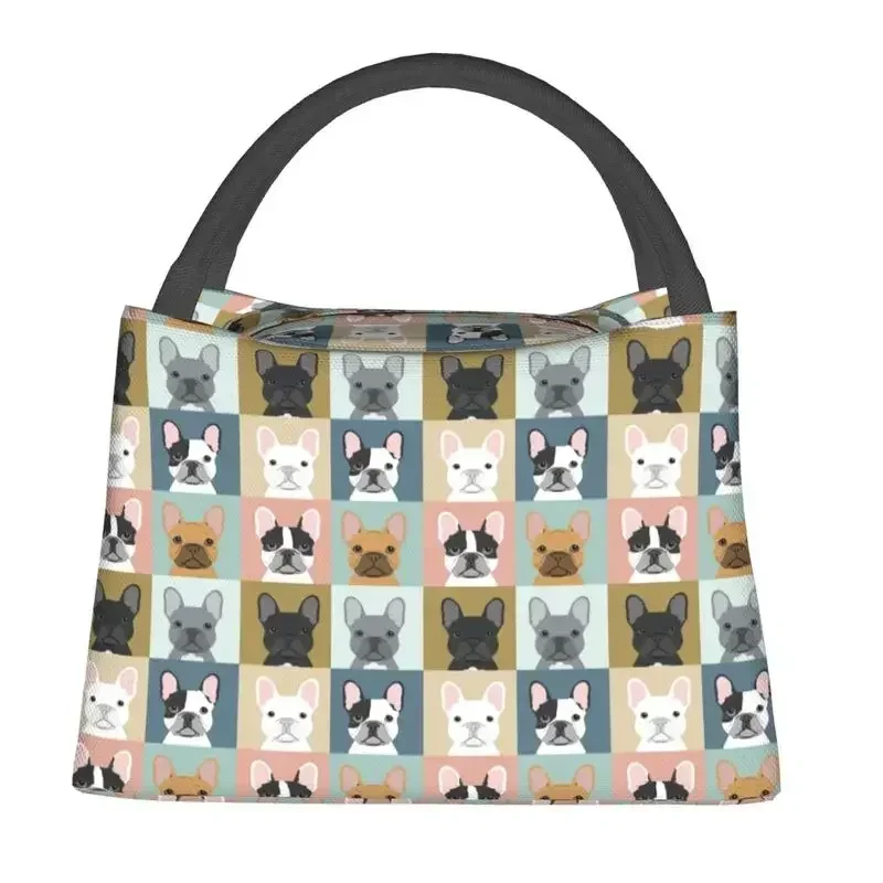 Custom French Bulldog Portraits Pattern Lunch Bag Men Women Warm Cooler Insulated Lunch Box for Office Travel