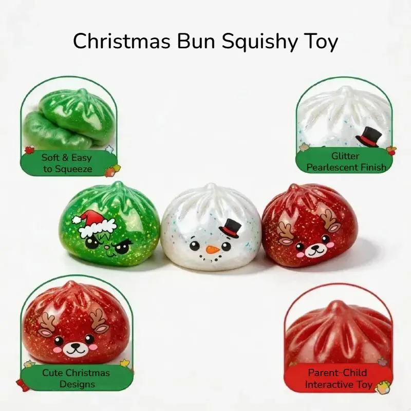 1/12Pcs Christmas Dumpling Shape Stress Relief Squeeze Toys Christmas Party Favor Gifts Cute Stress Relief Sensory Toy For Adul