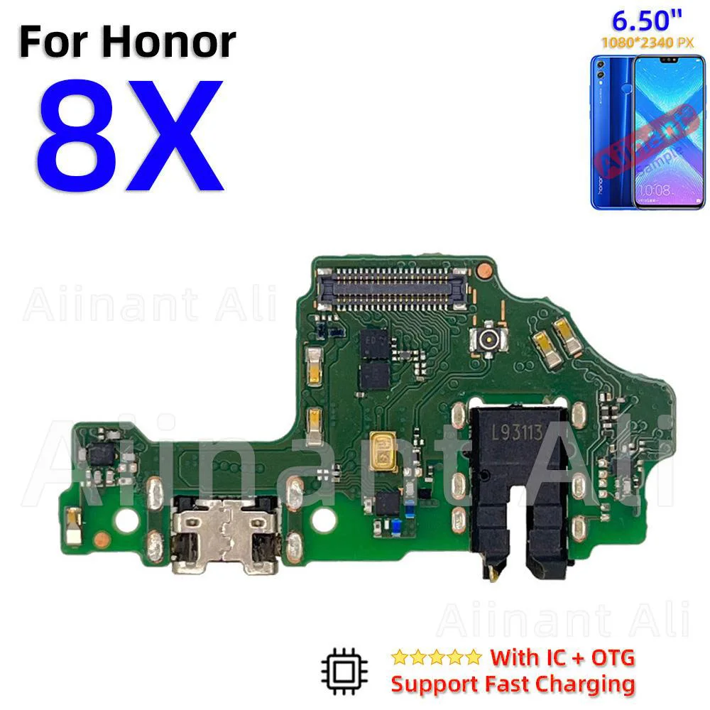 Aiinant Dock USB Charger Board Connector Charging Port Flex Cable For Huawei Honor 8 Lite Pro 8A 8C 8S 8X Max 2019 Spare Parts