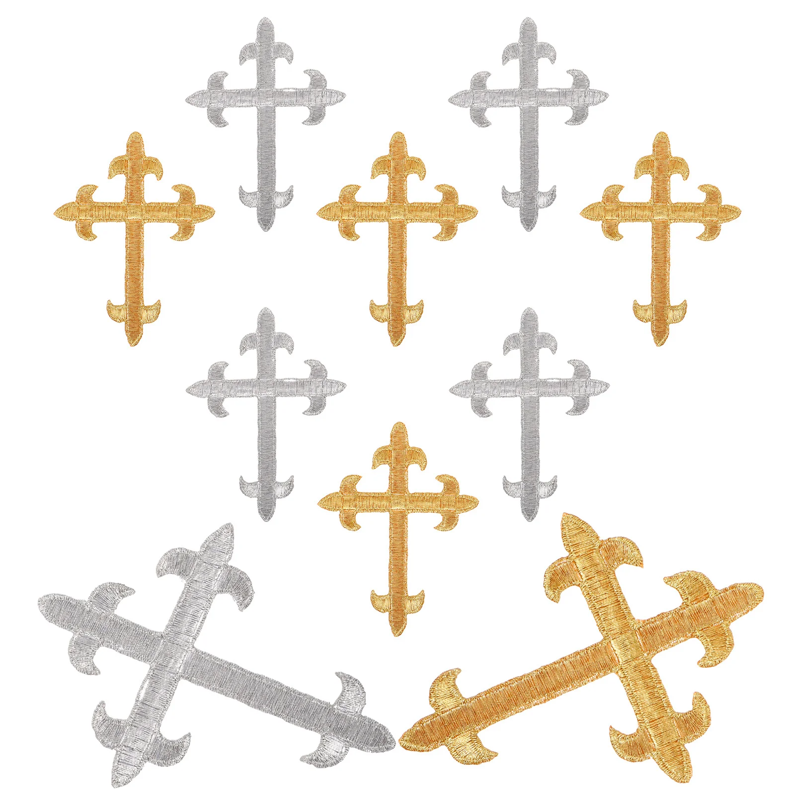 

10Pcs Cross Shaped Iron Patches Decorative Appliques Embellishments for Bags Hats Shoes Clothes DIY Repair Coat Patches