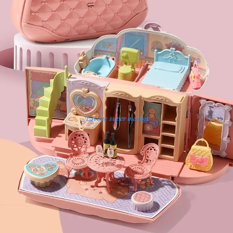 

090B Dollhouse Girls Toy DIY Handbag Furniture Miniature Dollhouse Birthday