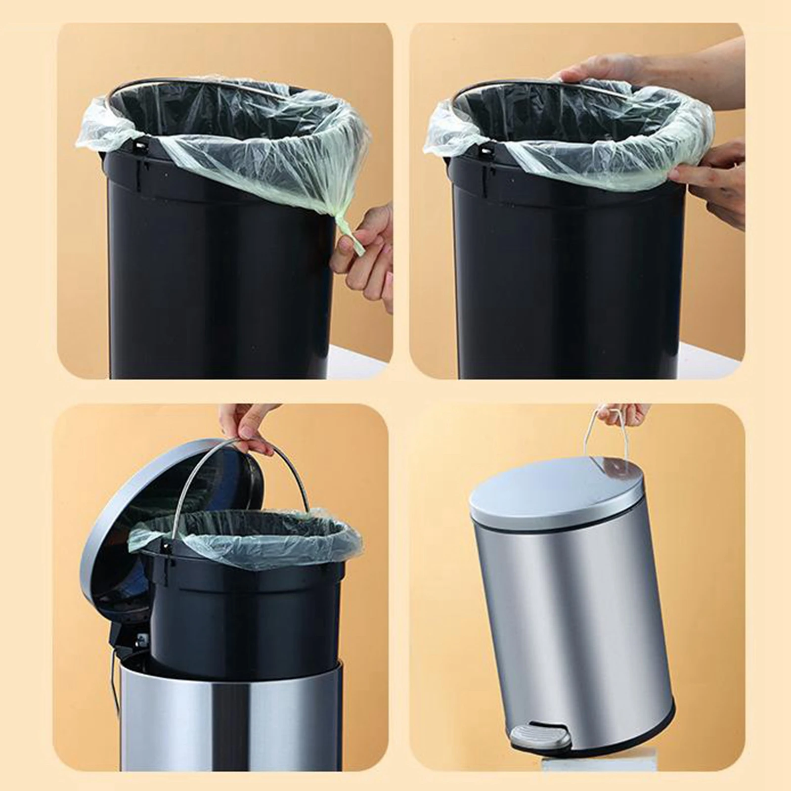 Foot Pedal Garbage Bin Oil Proof with Soft Close Lid with Garbage Bag Rings Dustbin Step Trash Can for Kitchen Bathroom Hotel,