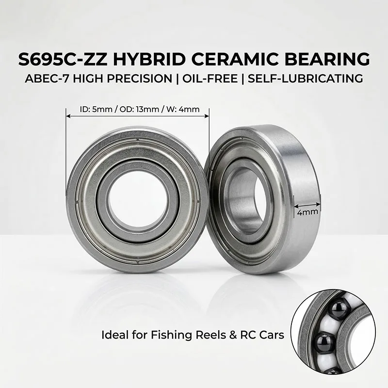 

10 шт. гибридных керамических подшипников ABEC7 5x13x4 S695 S695C ZZ для рыболовных катушек, радиальные керамические шарикоподшипники 5*13*4