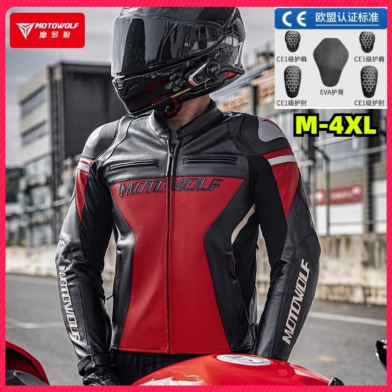 

Men Motorcycle Jacket Moduo Wolf Anti Slip Warm Windproof Leather Riding Suit for Bikers