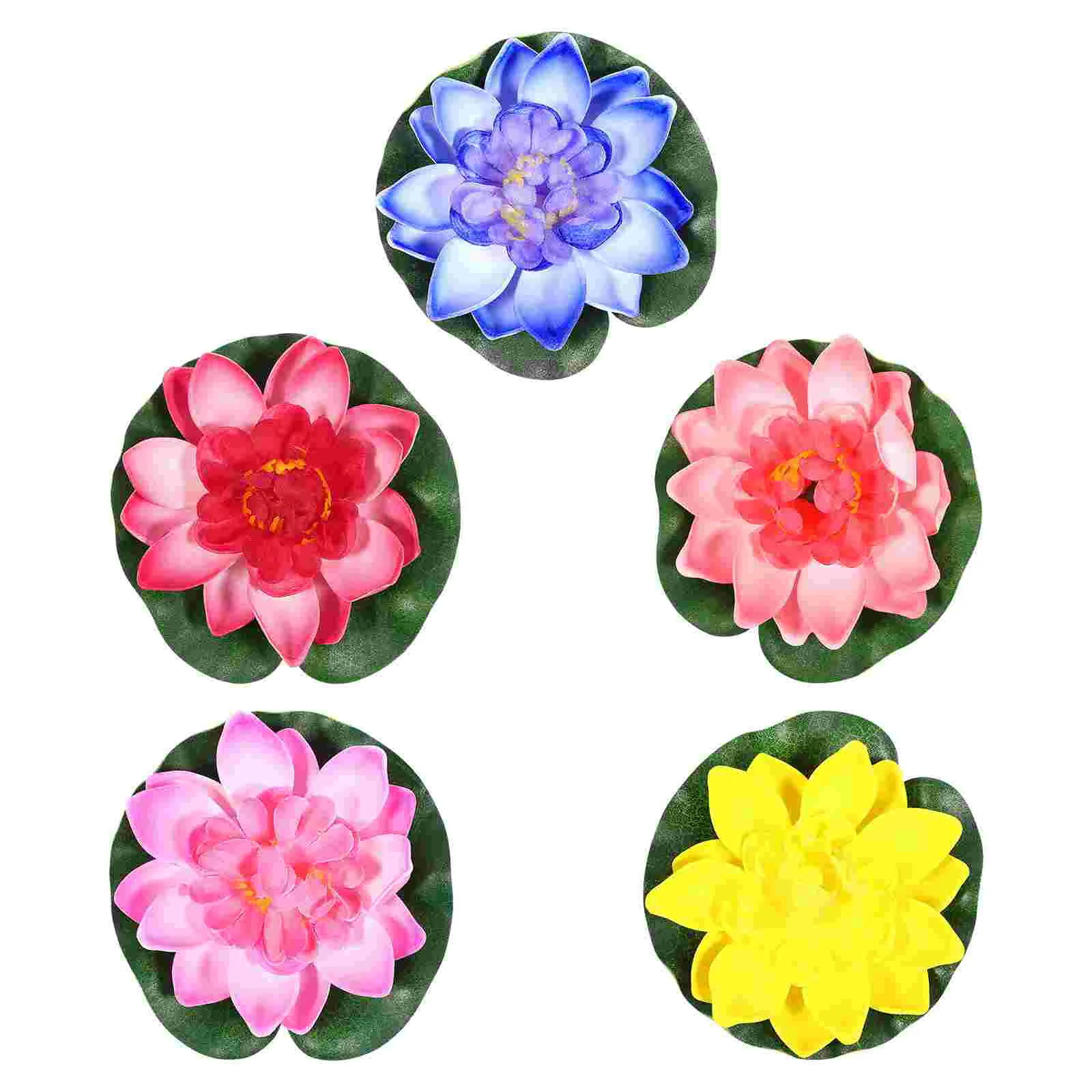 5Pcs Artificial Floating Water Lily EVA Lotus Flower Pond Decor 10cm (Red/Yellow/Blue/Pink/Light Pink)