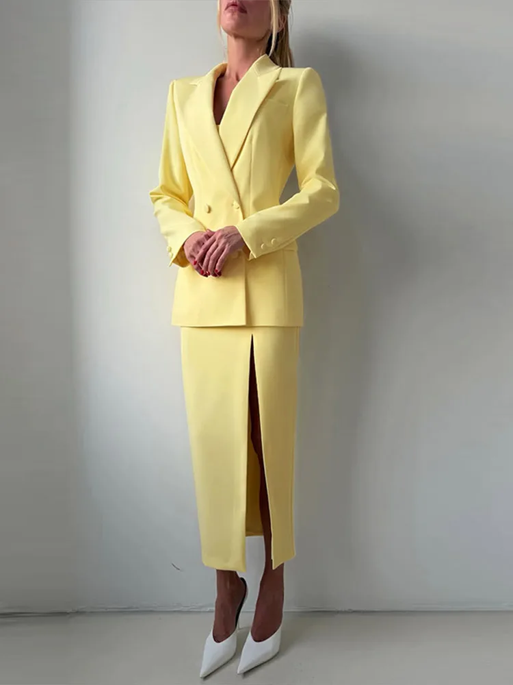 Damen-Hosenanzüge Kurze Cape-Oberteile Revers Langarm Taillierter Blazer Hochgeschnittene Hosen Schicke Büro-Damenanzüge Neu – Detail 6