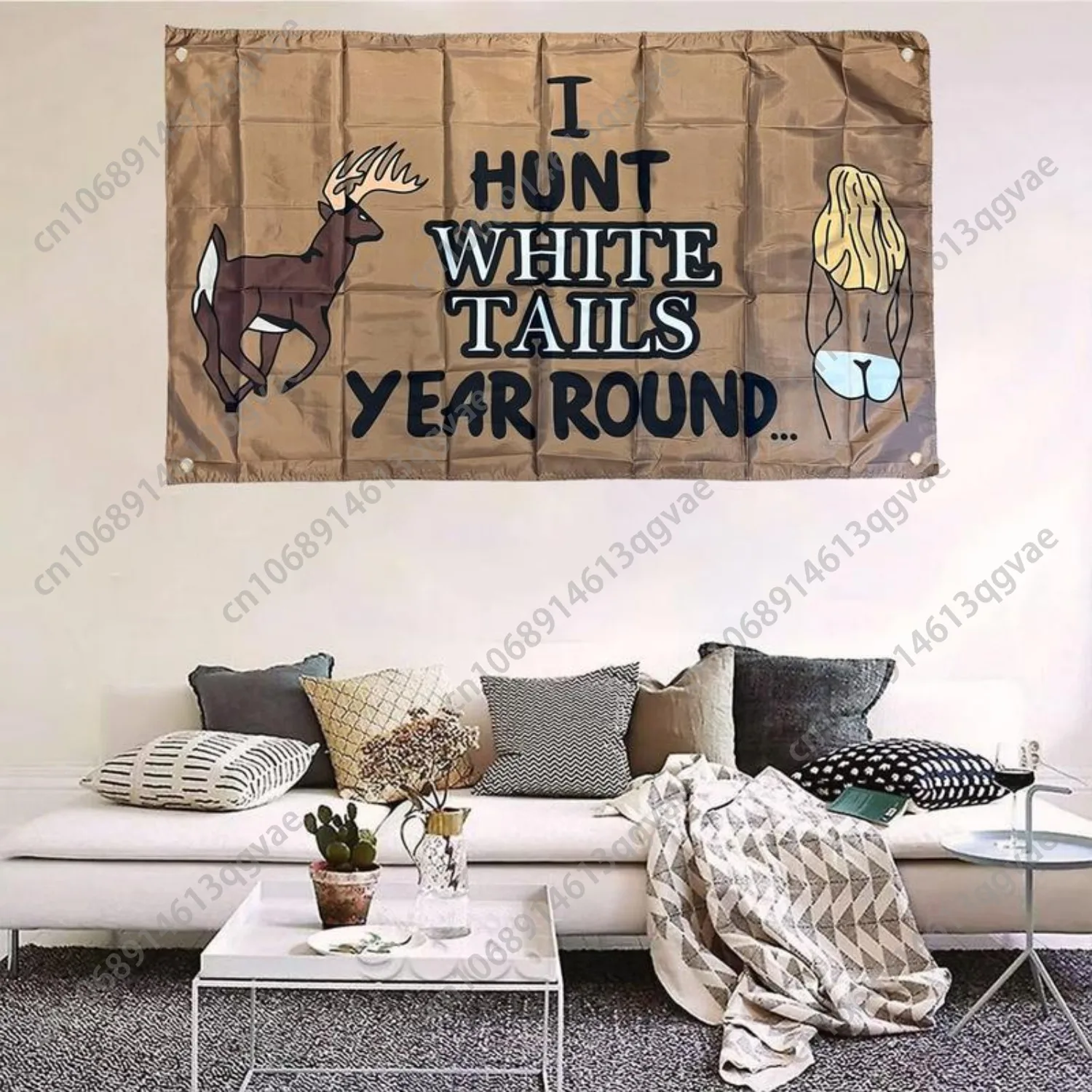 أنا صيد ذيول بيضاء سنة جولة العلم نسيج البوليستر للكلية النوم غرفة ديكور راية الأطراف الهدايا راية ديكور مخصص #2