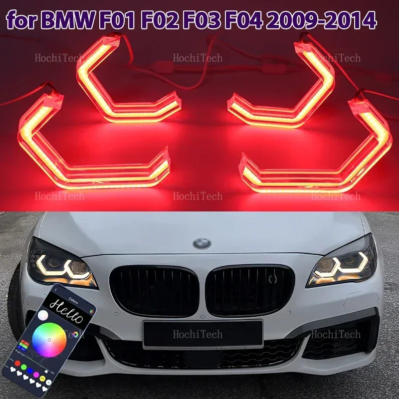 M4 Style RGB colorful Light Rings App control DRL LED Angel Eyes Kit For BMW 7 Series F01 F02 F03 F04 2009-2015 740i 740Li 750i