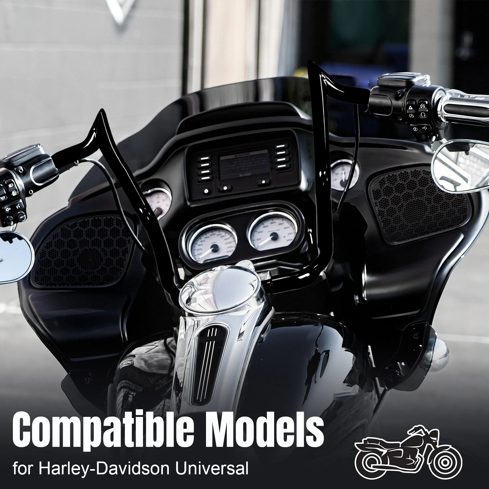 

16inch Meathook Monkey Bar Apes Handlebars Ape Hangers Handlebars Compatible for Harley