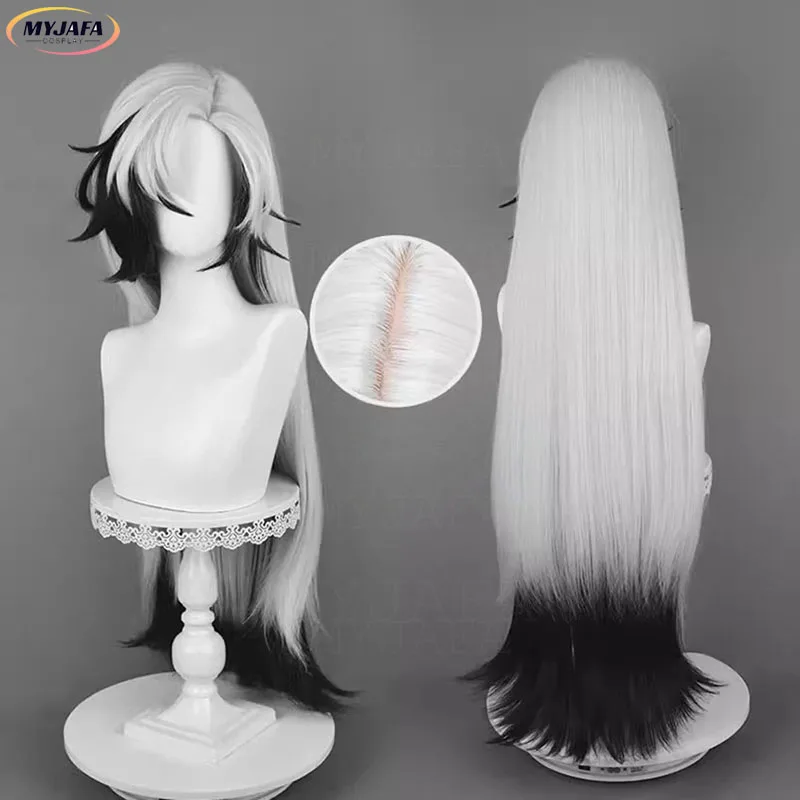 High Quality Boothill Cosplay Wig Game HSR Boothill  Silver White Black Mixed Long Heat Resistant Synthetic Hair Wigs +WigCap view 3